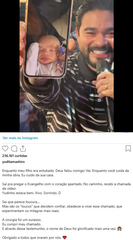 image-101 💔👶 Milagre em miniatura: Filho de Yudi Tamashiro sobrevive a cirurgia de emergência e recebe alta: “Deu tudo certo”