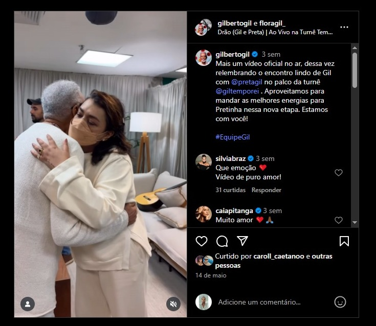 image-15 Gilberto Gil posta vídeo e desabafa sobre a luta de Preta Gil contra o câncer nos Estados Unidos: ‘Estamos…’