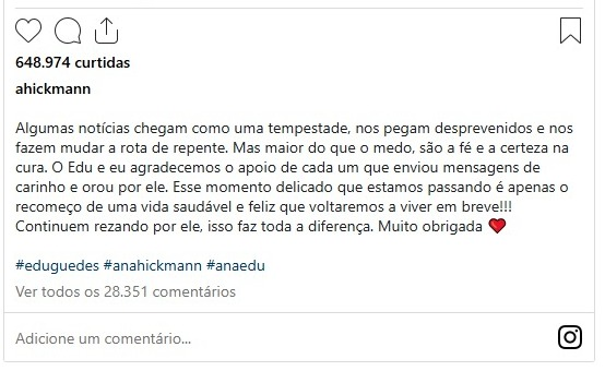 image-152 💔 "Nosso mundo virou de cabeça pra baixo": Ana Hickmann fala pela primeira vez após diagnóstico devastador de Edu Guedes