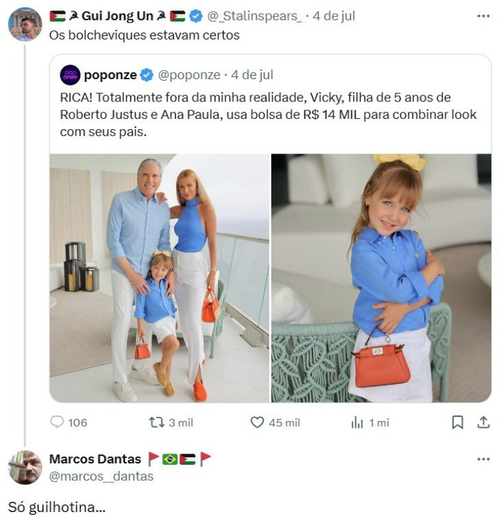 image-184 ⚠️ “Ameaça de morte inaceitável!” — Filha de Ana Paula Siebert e Roberto Justus é atacada após usar bolsa de R$ 14 mil: “Guilhotina”