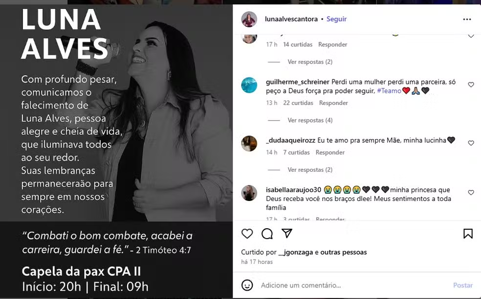 image-372 TRAGÉDIA NO MUNDO DA MÚSICA: Cantora Luna Alves faz show, agradece a vida nas redes e morre em casa poucas horas depois — fãs e família em choque!