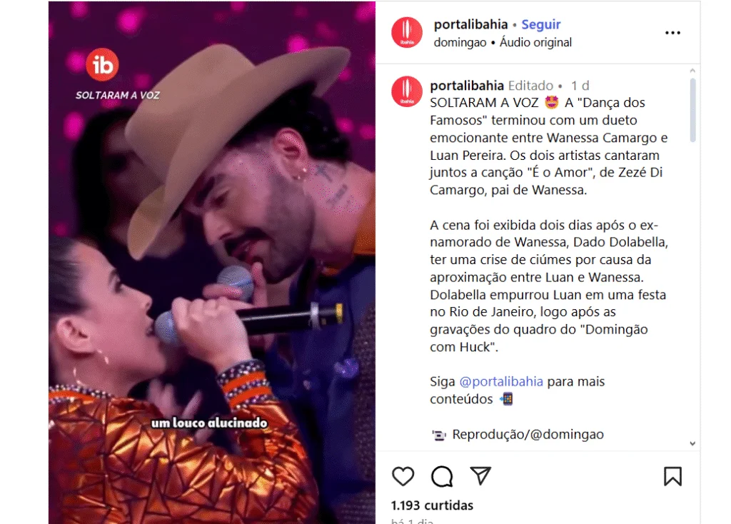 image-739 Dado Dolabella vira alvo de piadas após apresentação de Wanessa Camargo e Luan Pereira no Dança dos Famosos